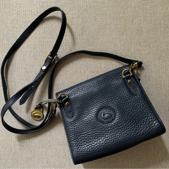Vintage Dooney and Bourke, Dark Navy Leather, Crossbody Bag, Little Lock Purse - Picture 2 of 7